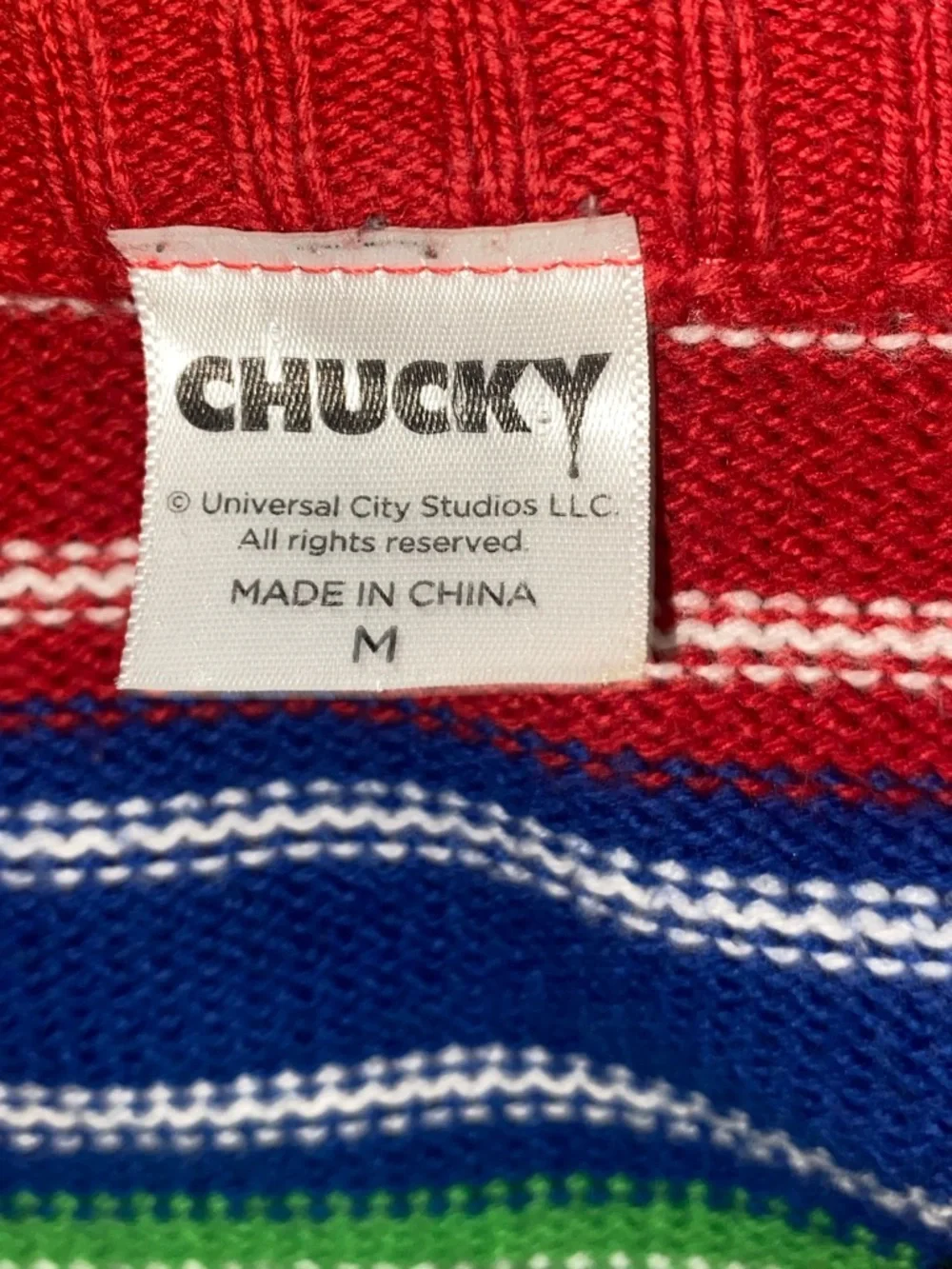 Spirit Halloween Chucky Good Guys adult striped distressed sweater - Picture 3 of 3